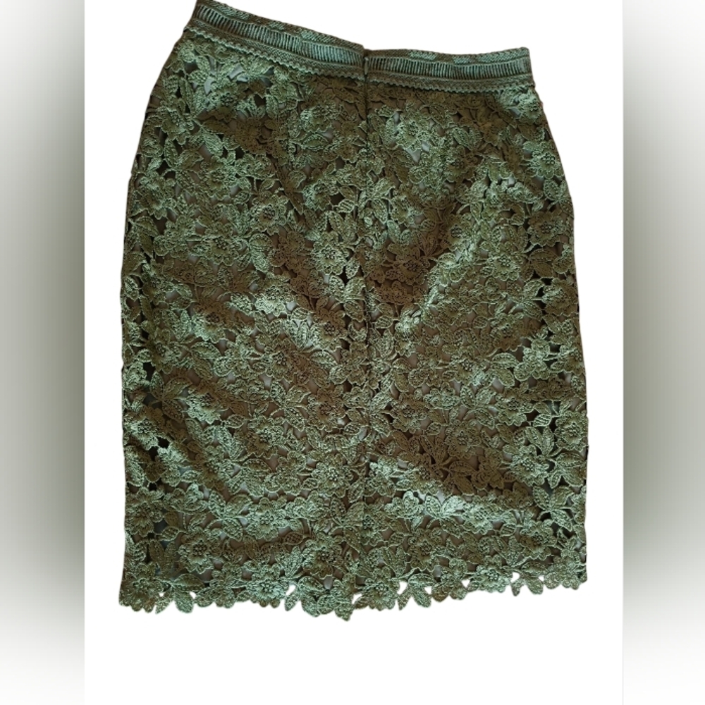 Ann Taylor Petites Green Lace Overlay Women's Lined Skirt Size S Petite